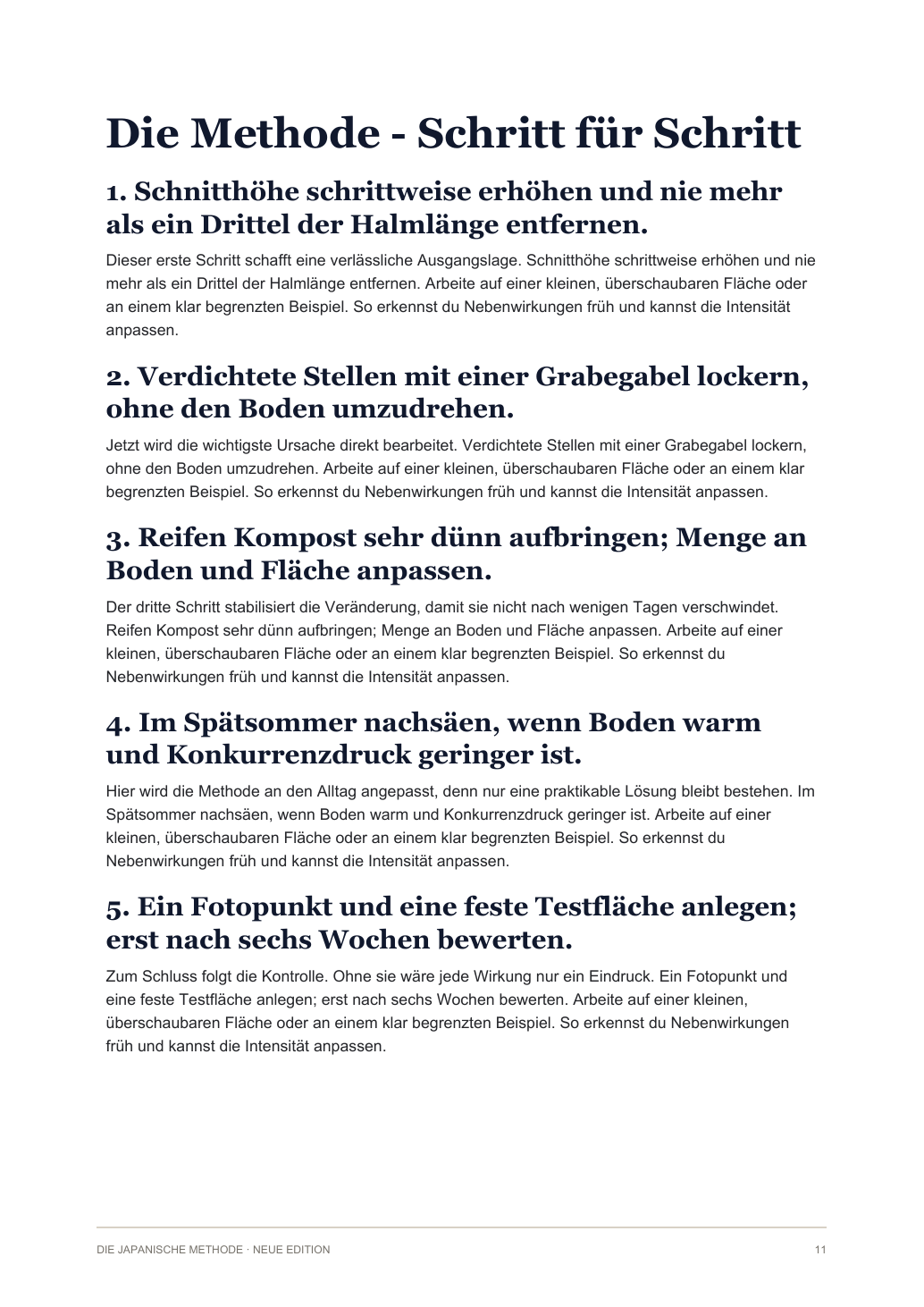 Erklärseite mit Arbeitsschritten